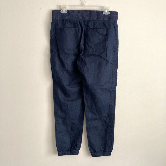 Athleta Womens Navy Blue Cabo Linen Jogger Pants Size 8 Pull On Casual Leisure - Picture 7 of 11